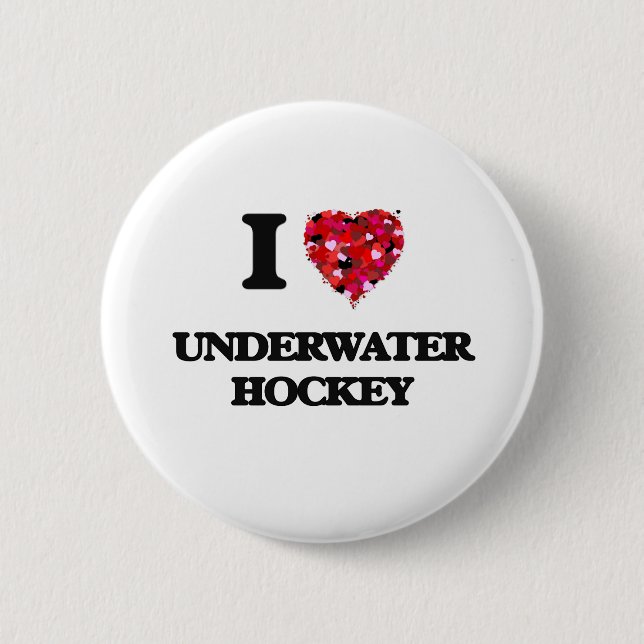 Badge Rond 5 Cm J'aime l'hockey sous-marin (Devant)