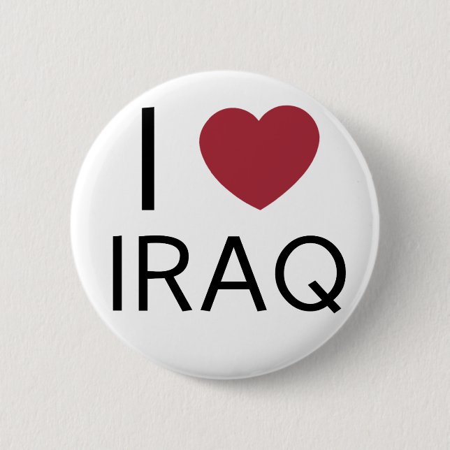 Badge Rond 5 Cm J'aime l'insigne de l'Irak (Devant)