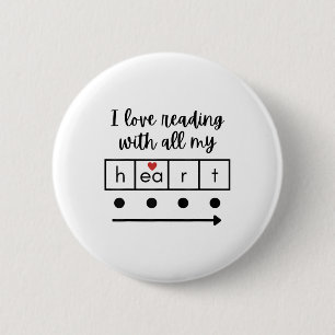 Badge Rond 5 Cm J'Aime Lire Avec Tout Mon Coeur Professeur De Scie