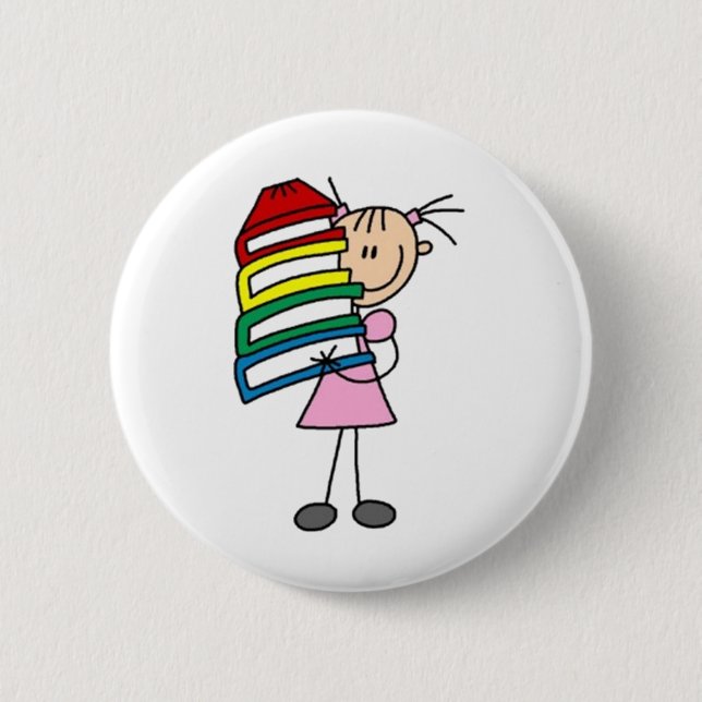 Badge Rond 5 Cm J'Aime Lire La Figure De Stick (Devant)