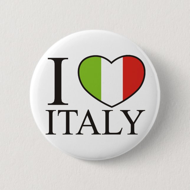 Badge Rond 5 Cm J'aime l'Italie (Devant)