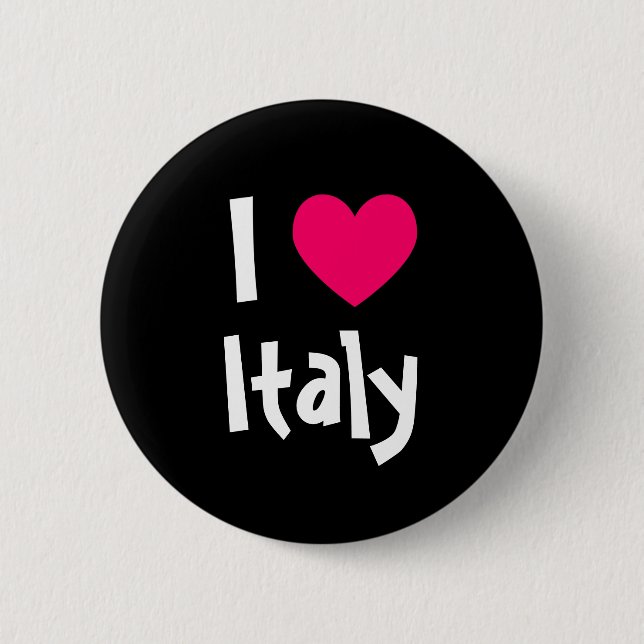 Badge Rond 5 Cm J'aime l'Italie (Devant)