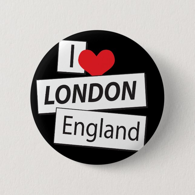 Badge Rond 5 Cm J'aime Londres Angleterre (Devant)