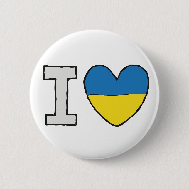 Badge Rond 5 Cm J'aime l'Ukraine (Devant)