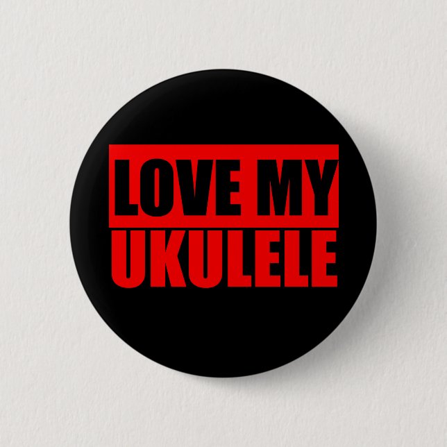 Badge Rond 5 Cm J'aime l'ukulélé (Devant)