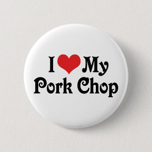 Badge Rond 5 Cm J'Aime Ma Bouchée De Porc