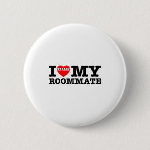 Badge Rond 5 Cm J'aime ma colocataire Cœur Cadeaux de fête drôles
