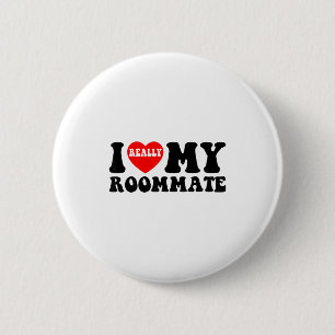 Badge Rond 5 Cm J'aime Ma Colocataire Cœur Drôle Cadeaux De Fête V