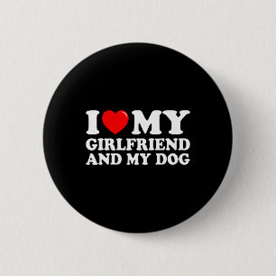 Badge Rond 5 Cm J'Aime Ma Copine Et Mon Chien J'Aime Ma Copine