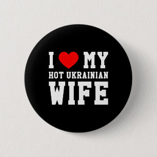 Badge Rond 5 Cm J'aime ma femme ukrainienne chaude Cœur rouge 
