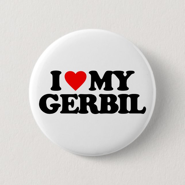 BADGE ROND 5 CM J'AIME MA GERBILLE (Devant)