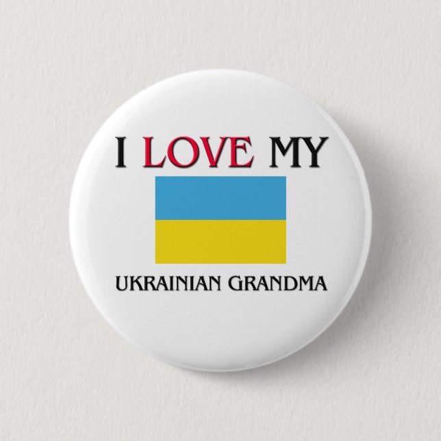 Badge Rond 5 Cm J'Aime Ma grand-mère ukrainienne (Devant)