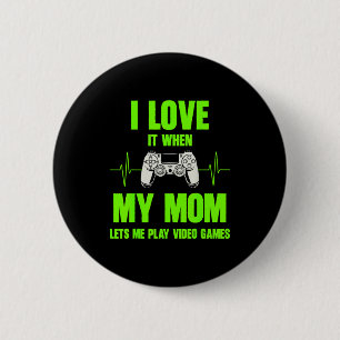 Badge Rond 5 Cm J'Aime Ma Mère Joueuse De Jeux Vidéo Adolescents G
