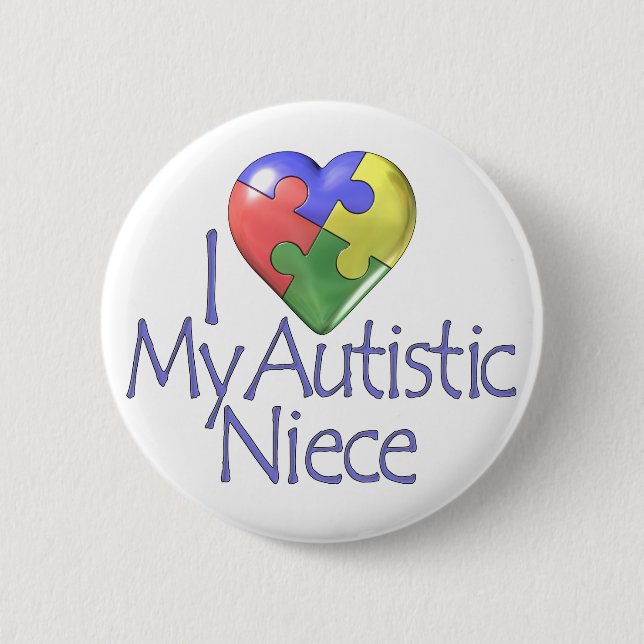 Badge Rond 5 Cm J'aime ma nièce autiste (Devant)