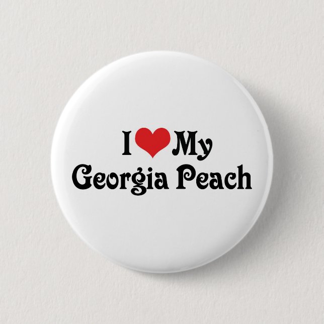 Badge Rond 5 Cm J'aime ma pêche de Géorgie (Devant)