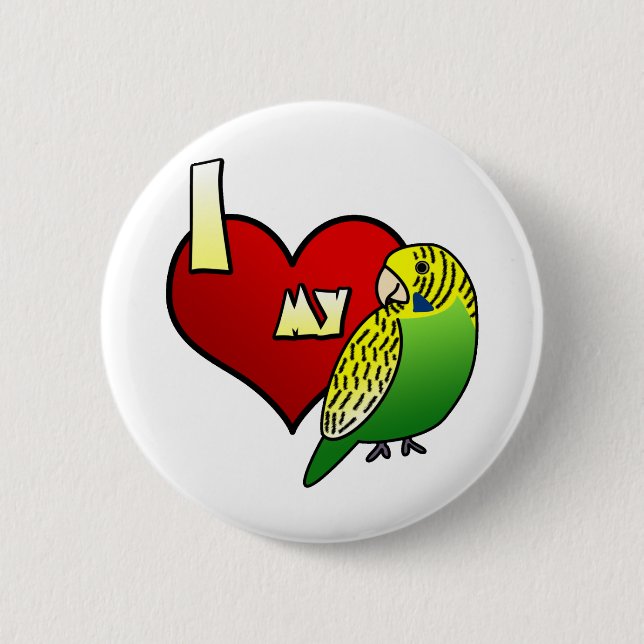 Badge Rond 5 Cm J'aime ma perruche (Devant)