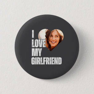 Badge Rond 5 Cm J'aime ma petite amie Photo de coeur Cadeau petit