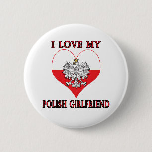 Badge Rond 5 Cm J'Aime Ma Petite Amie Polonaise