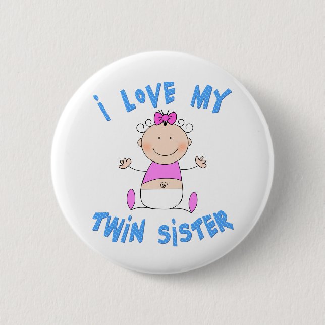 Badge Rond 5 Cm J'Aime Ma Soeur Twin (Devant)