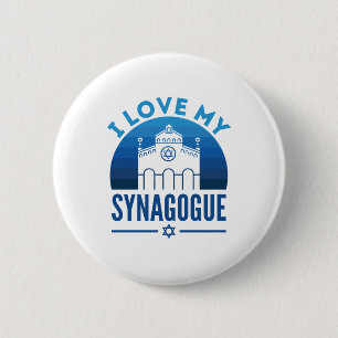 Badge Rond 5 Cm J'Aime Ma Synagogue Juive Rabbi Religion