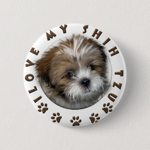 Badge Rond 5 Cm J'Aime Ma Tzu Tender Tender Design