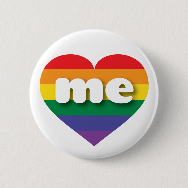 Badge Rond 5 Cm J'aime Maine Gay pride Rainbow Heart (Devant)
