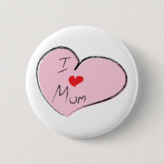 Badge Rond 5 Cm J'aime maman (Devant)