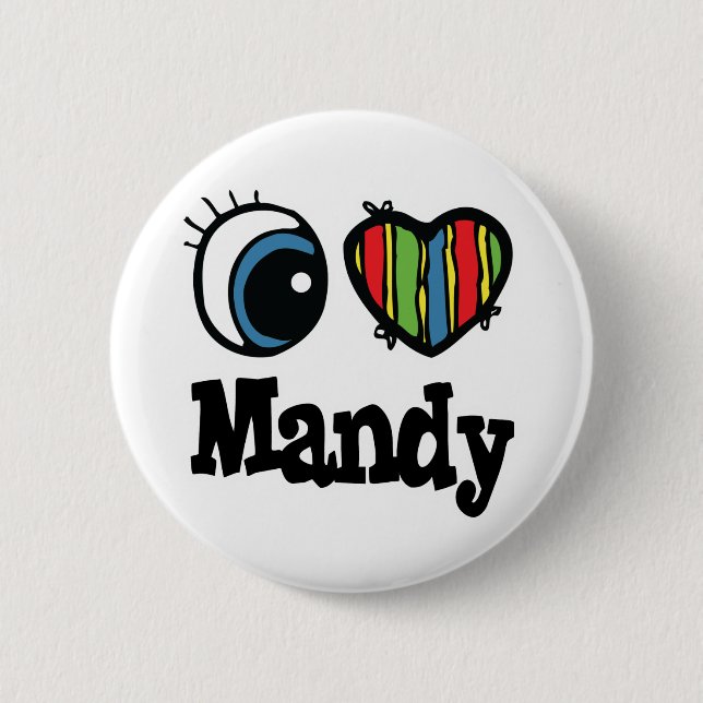 Badge Rond 5 Cm J'aime Mandy (Devant)