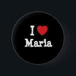 Badge Rond 5 Cm J'aime Maria coeur T-shirt<br><div class="desc">J'aime Maria ! T-shirts personnalisés ; Montrez à quel point vous aimez Maria avec ces t-shirts personnalisés et personnalisés Maria petite amie mari ou femme anniversaire maillots de baby shower nuptiale cadeaux,  boutons nom maillots et magnets!</div>