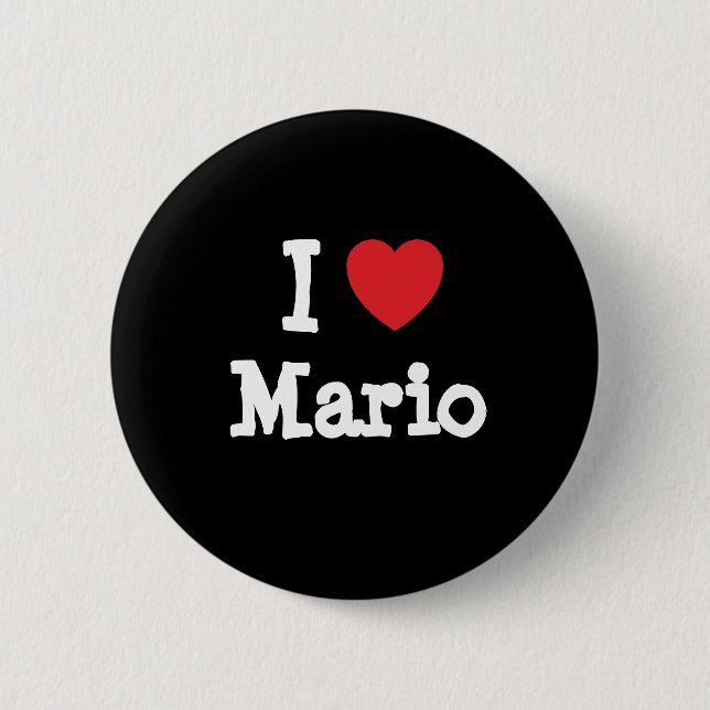 Badge Rond 5 Cm J'aime Mario coeur personnalisé (Devant)