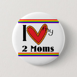 Badge Rond 5 Cm J'aime mes 2 mamans