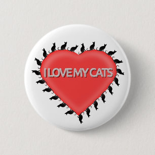 Badge Rond 5 Cm J'Aime Mes Chats