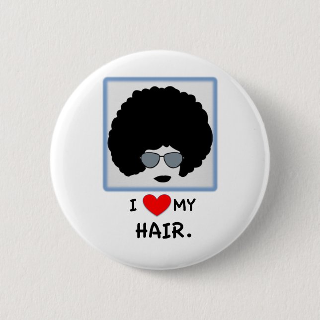 Badge Rond 5 Cm J'aime mes cheveux - Afro (Devant)