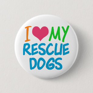 Badge Rond 5 Cm J'Aime Mes Chiens Secourus