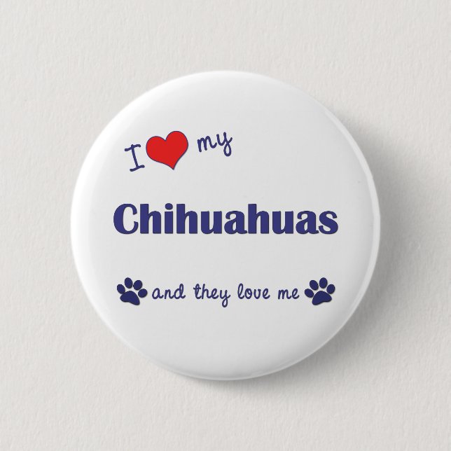 Badge Rond 5 Cm J'aime mes chiwawas (les chiens multiples) (Devant)