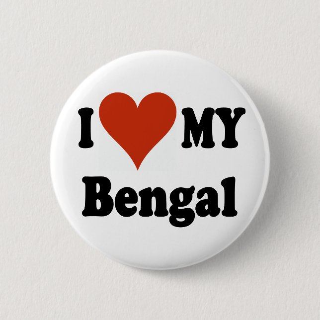 Badge Rond 5 Cm J'aime mes marchandises de chat du Bengale (Devant)