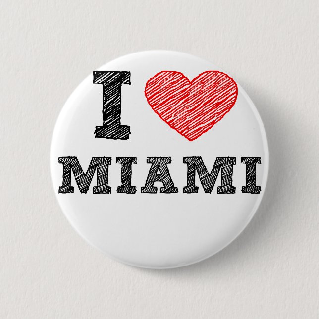 Badge Rond 5 Cm J'aime Miami (Devant)