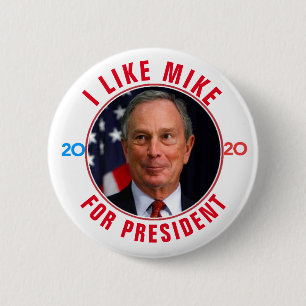 Badge Rond 5 Cm J'Aime Mike Pour Président 2020