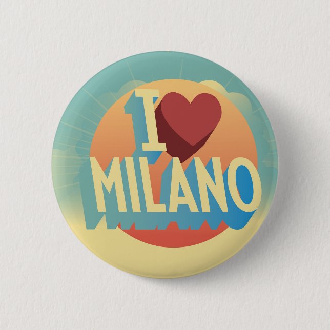 Badge Rond 5 Cm J'aime Milan (Devant)