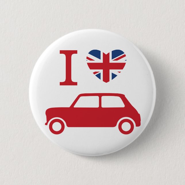 Badge Rond 5 Cm J'aime Mini Coopers - Rouge (Devant)