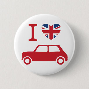 Badge Rond 5 Cm J'aime Mini Coopers - Rouge