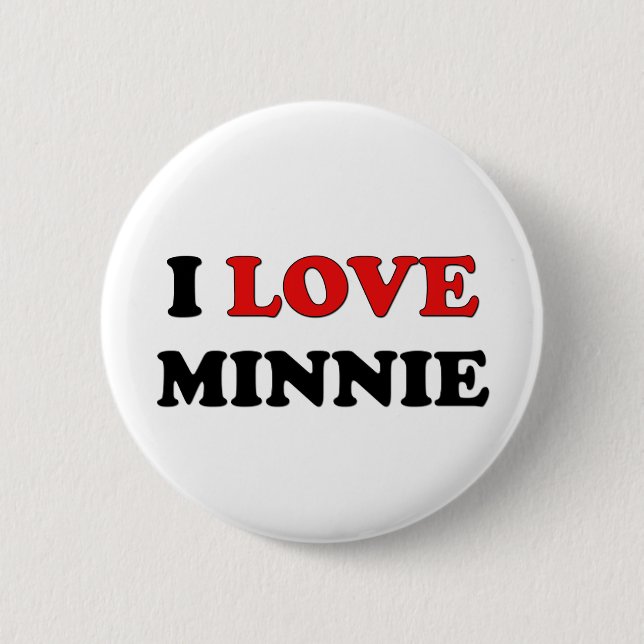 Badge Rond 5 Cm J'aime Minnie (Devant)