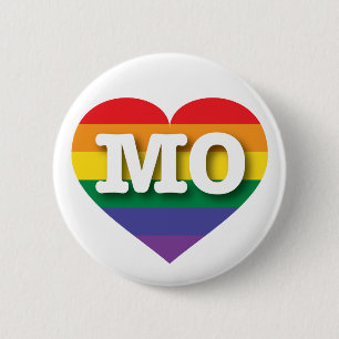 Badge Rond 5 Cm J'aime Missouri Gay pride Rainbow Heart