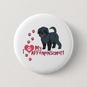 Badge Rond 5 Cm J'Aime Mon Affenpinscher !