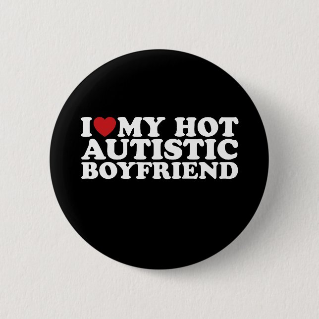 Badge Rond 5 Cm J'Aime Mon Ami Autiste Chaud BF Autisme Coeur (Devant)