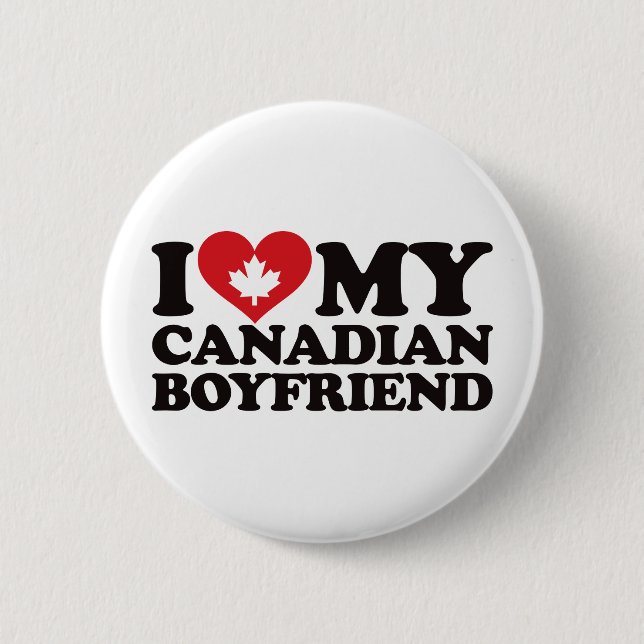 Badge Rond 5 Cm J'aime mon ami canadien (Devant)
