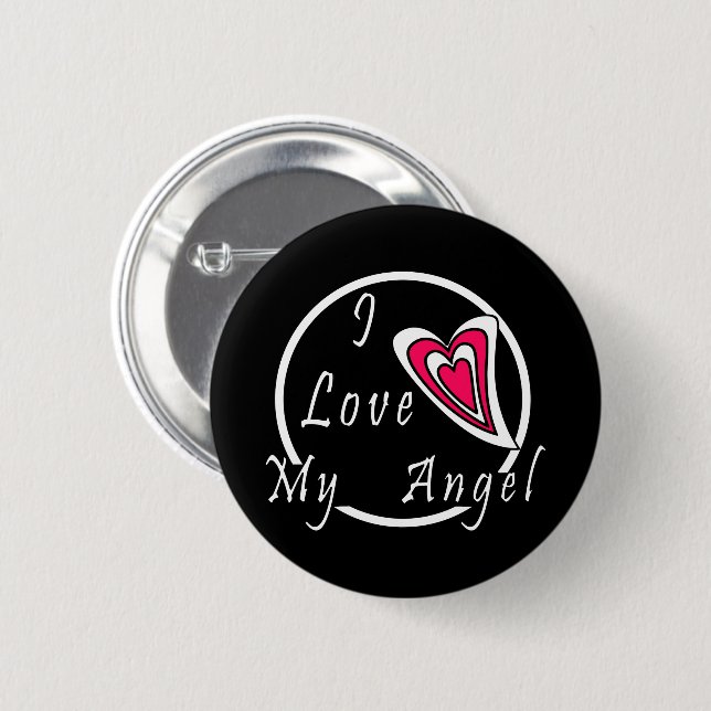 Badge Rond 5 Cm J'aime mon Ange (Devant & derrière)