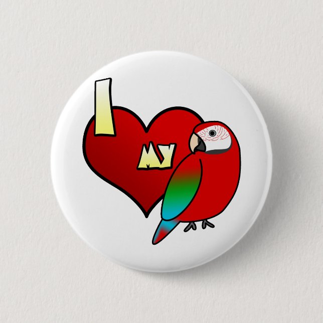 Badge Rond 5 Cm J'aime mon ara de Greenwing (Devant)