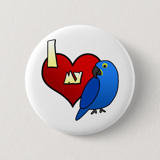 Badge Rond 5 Cm J'aime mon ara de jacinthe (Devant)