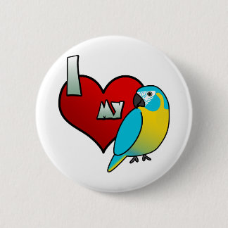 Badge Rond 5 Cm J'aime mon ara Throated bleu